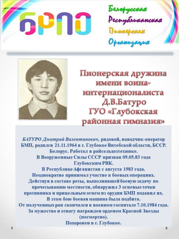 БАТУРО Дмитрий Валентинович рядовой наводчик оператор БМП